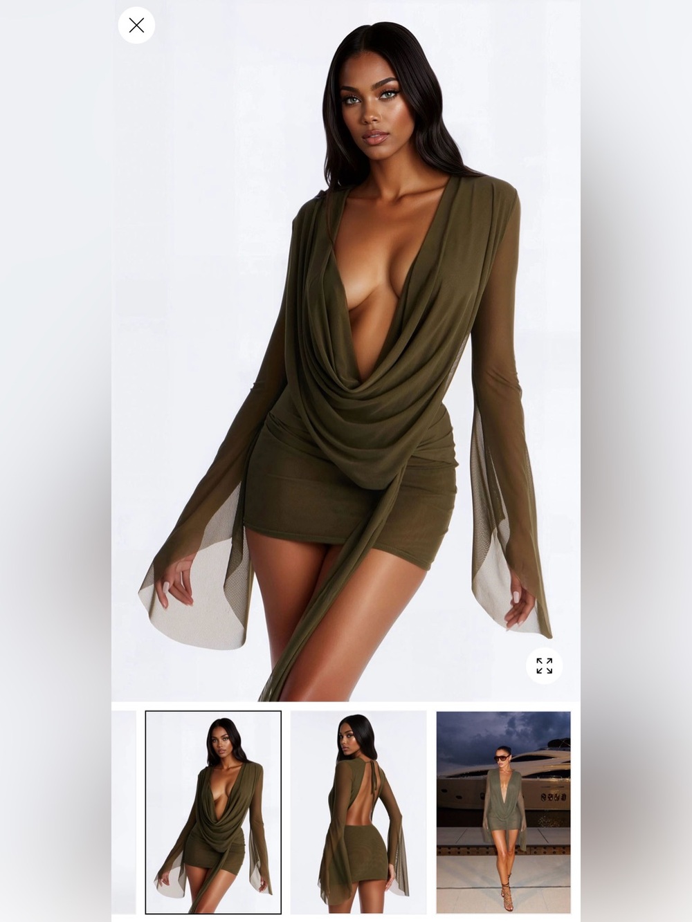 Cowl Neck Micro Mini Dress
